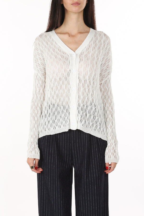 Annabelle V-Neck Crochet Knit Sheer Cardigan - Shop Beulah Style