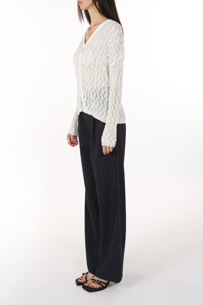 Annabelle V-Neck Crochet Knit Sheer Cardigan