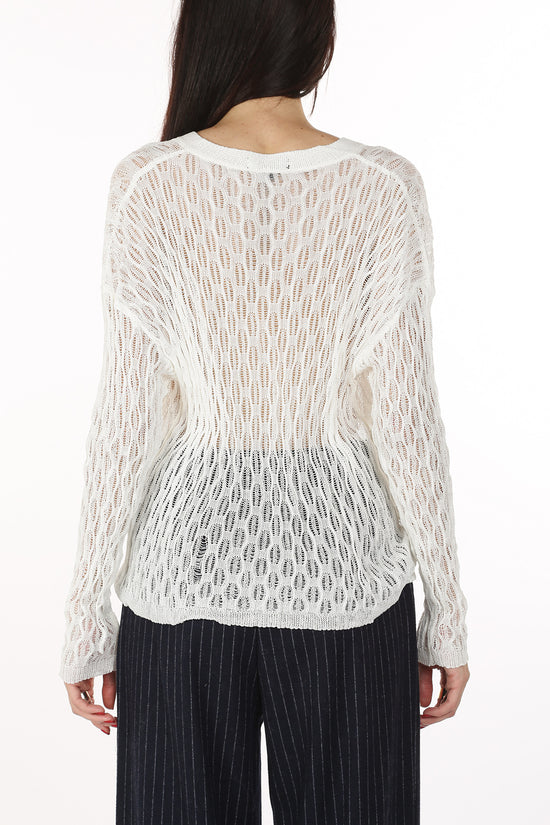 Annabelle V-Neck Crochet Knit Sheer Cardigan - Shop Beulah Style