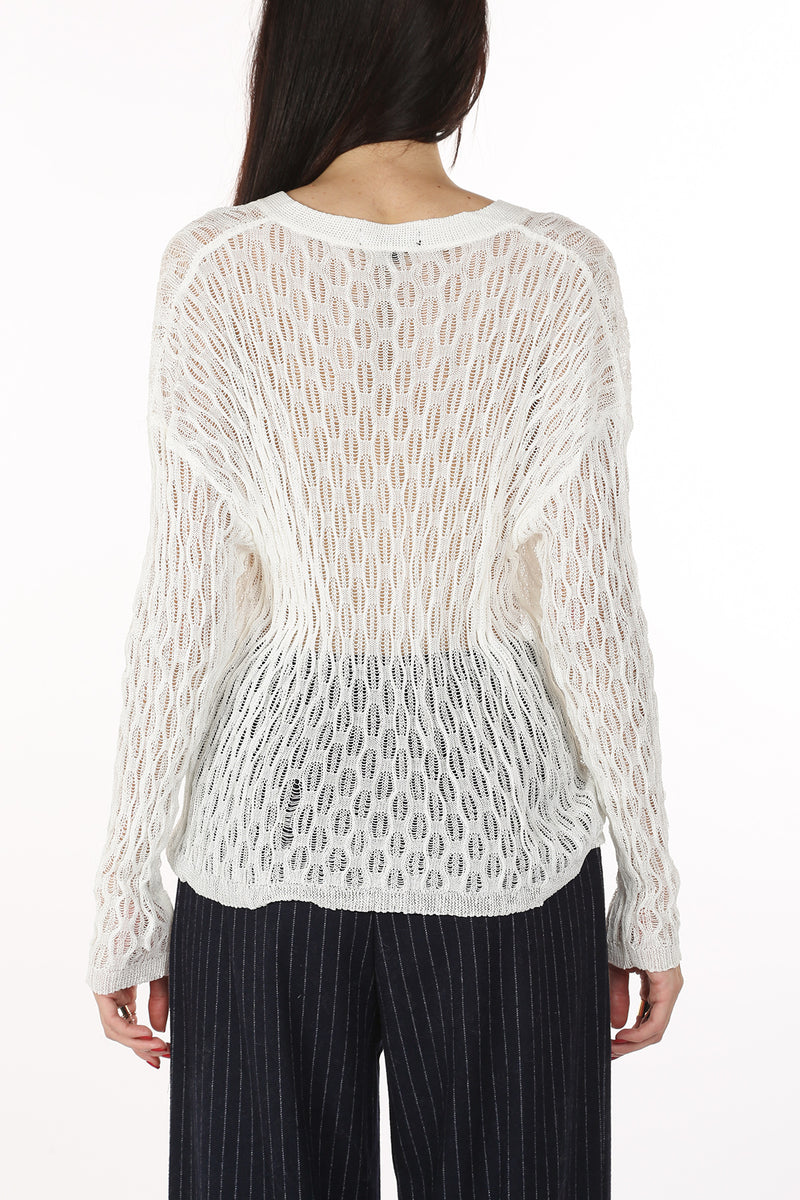 Annabelle V-Neck Crochet Knit Sheer Cardigan