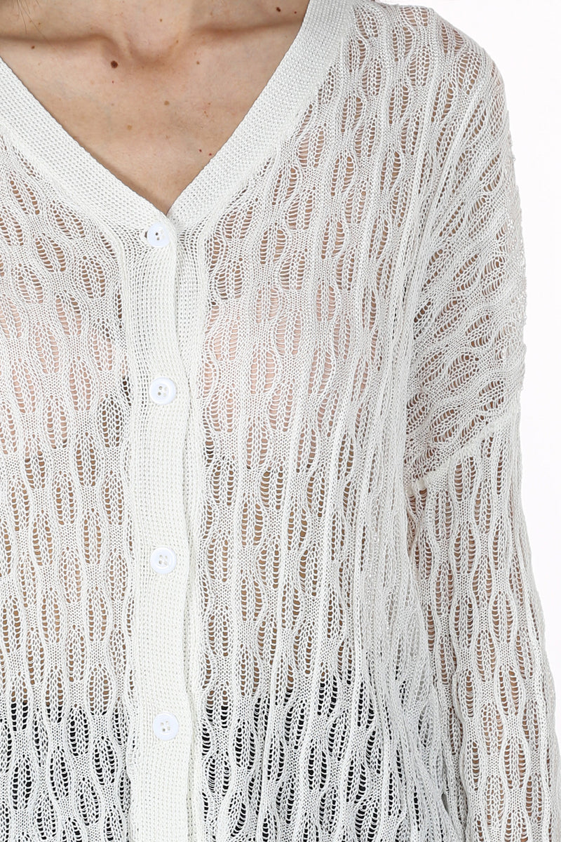 Annabelle V-Neck Crochet Knit Sheer Cardigan