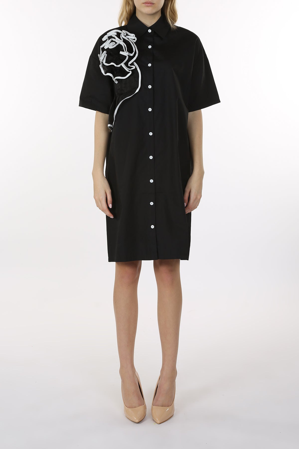 Livia 3D Sheer Ruffled Applique Shirt Dress - Shop Beulah Style
