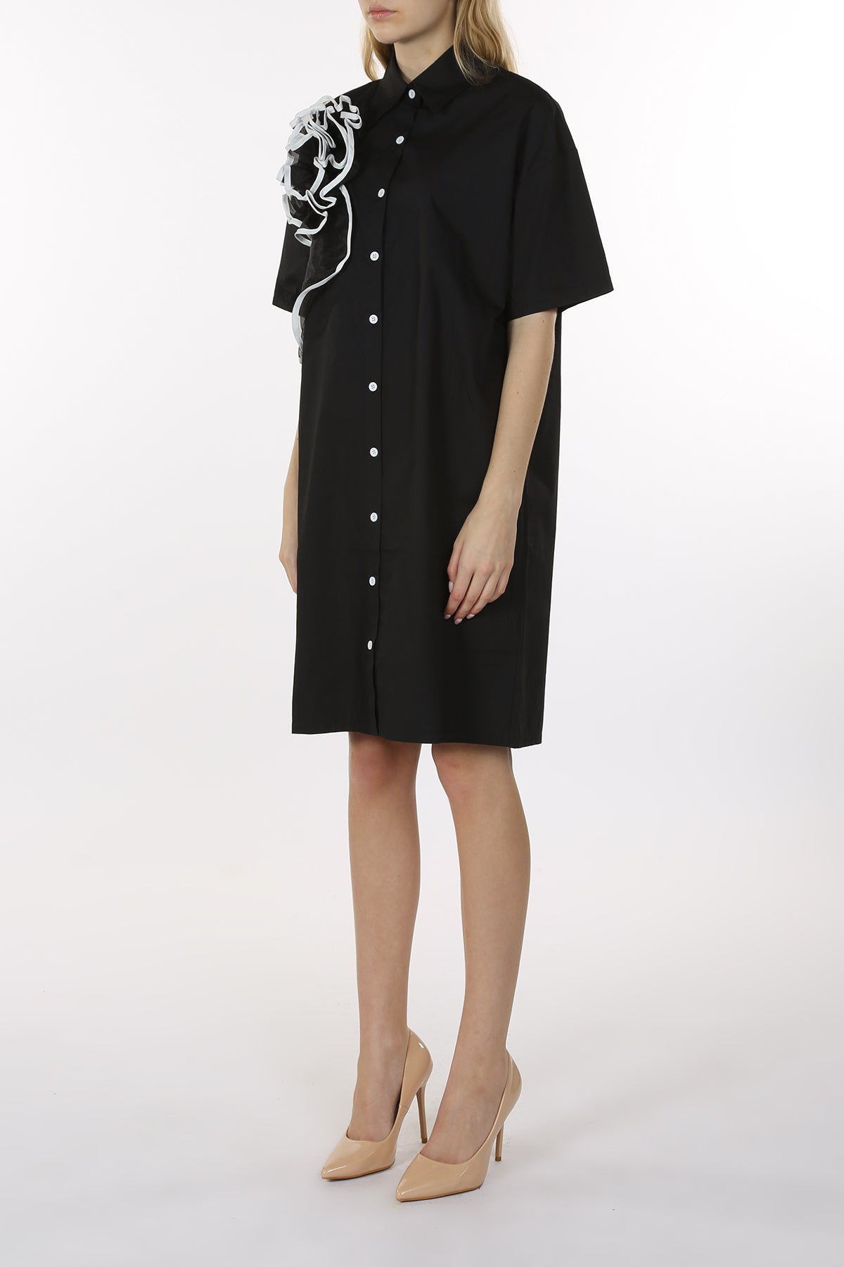 Livia 3D Sheer Ruffled Applique Shirt Dress - Shop Beulah Style