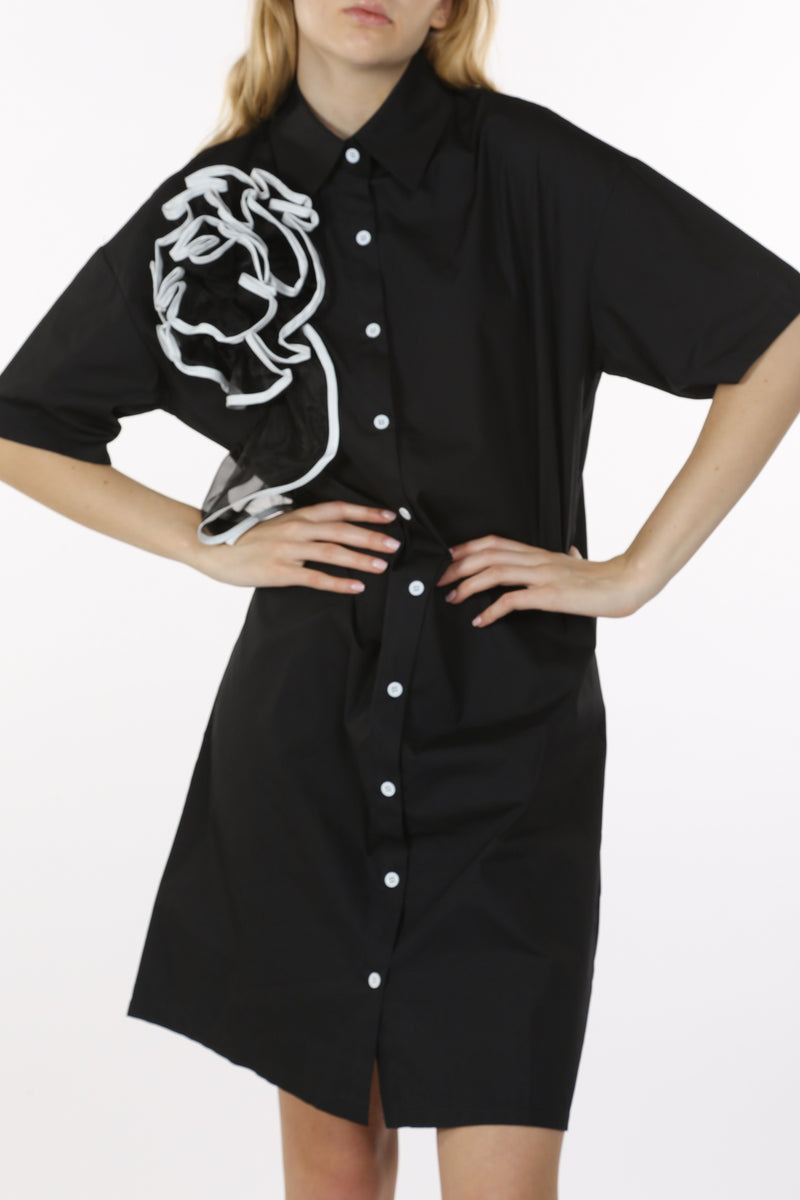 Livia 3D Sheer Ruffled Applique Shirt Dress - Shop Beulah Style