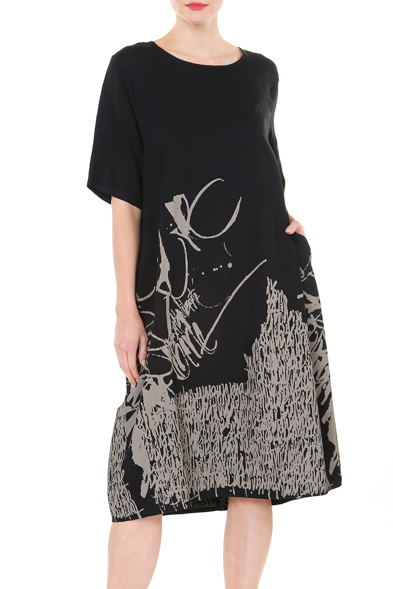 Catalina Brush Stroke Printed Shift Dress - Shop Beulah Style