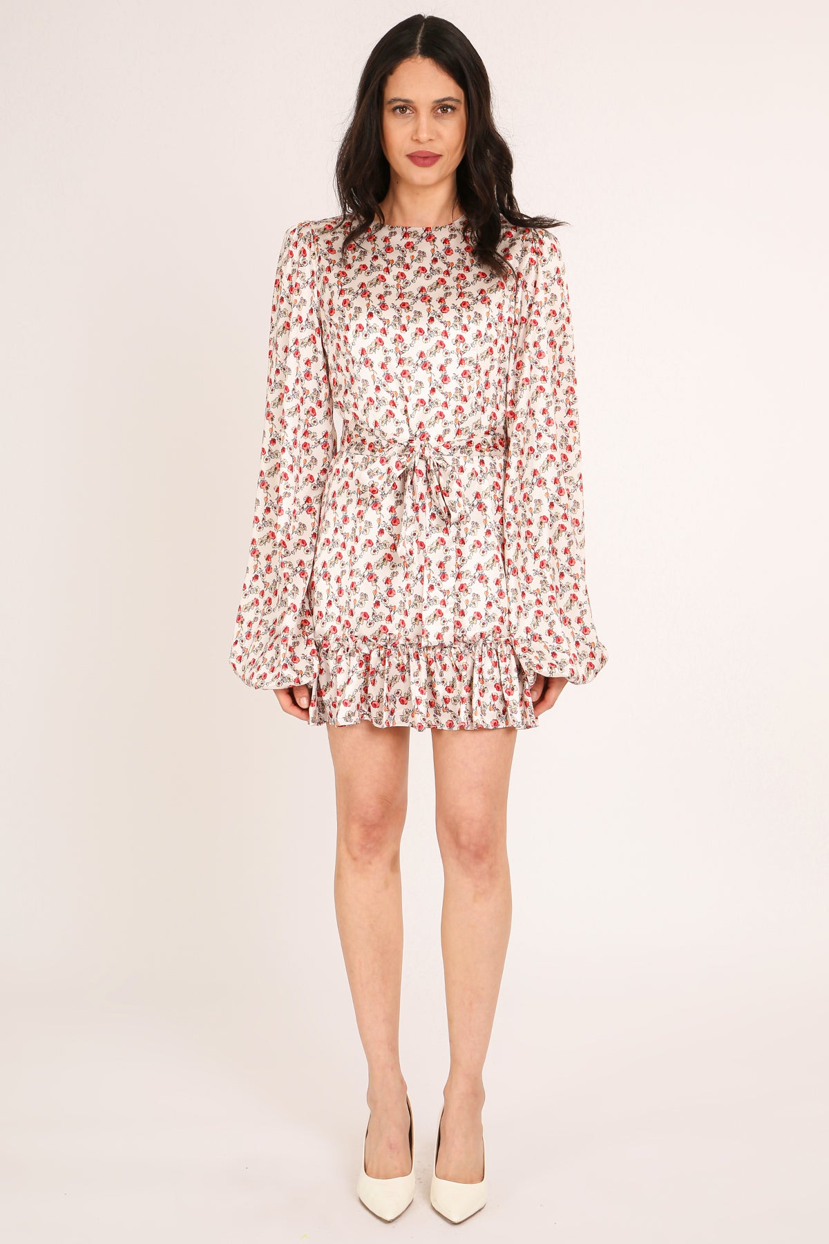 Poppy Floral Pattern Print Belted A-Line Mini Dress - Shop Beulah Style