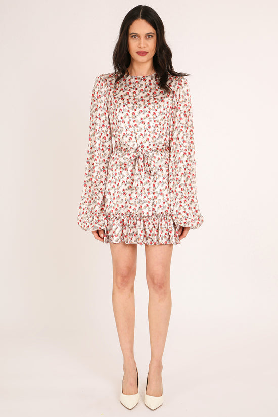 Poppy Floral Pattern Print Belted A-Line Mini Dress - Shop Beulah Style