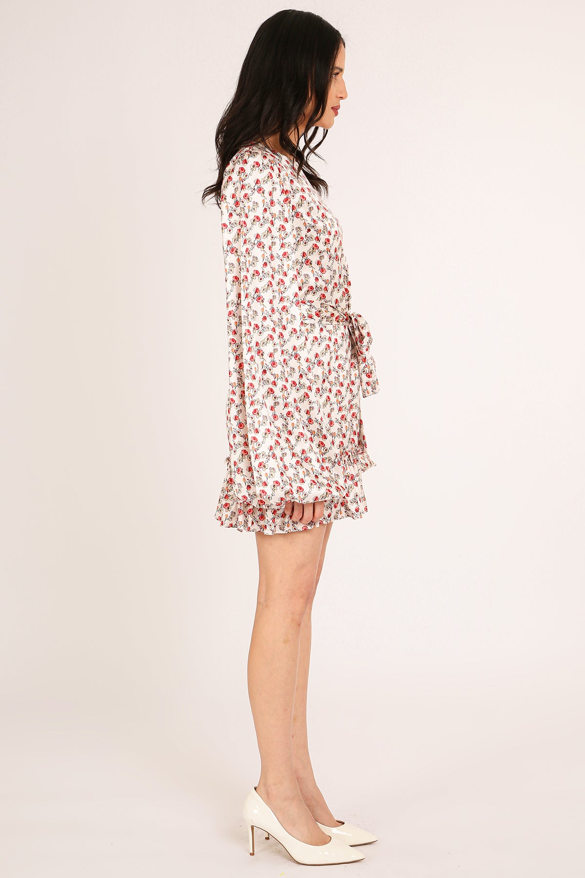 Poppy Floral Pattern Print Belted A-Line Mini Dress - Shop Beulah Style