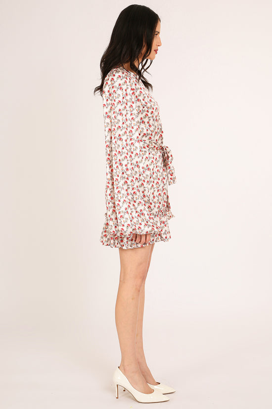 Poppy Floral Pattern Print Belted A-Line Mini Dress - Shop Beulah Style