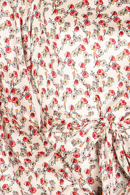 Poppy Floral Pattern Print Belted A-Line Mini Dress - Shop Beulah Style