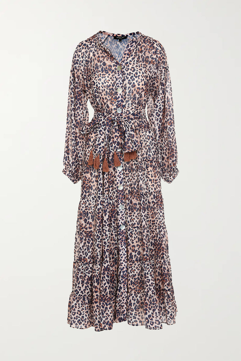 Leopard Print Long Sleeve Maxi Dress - Shop Beulah Style