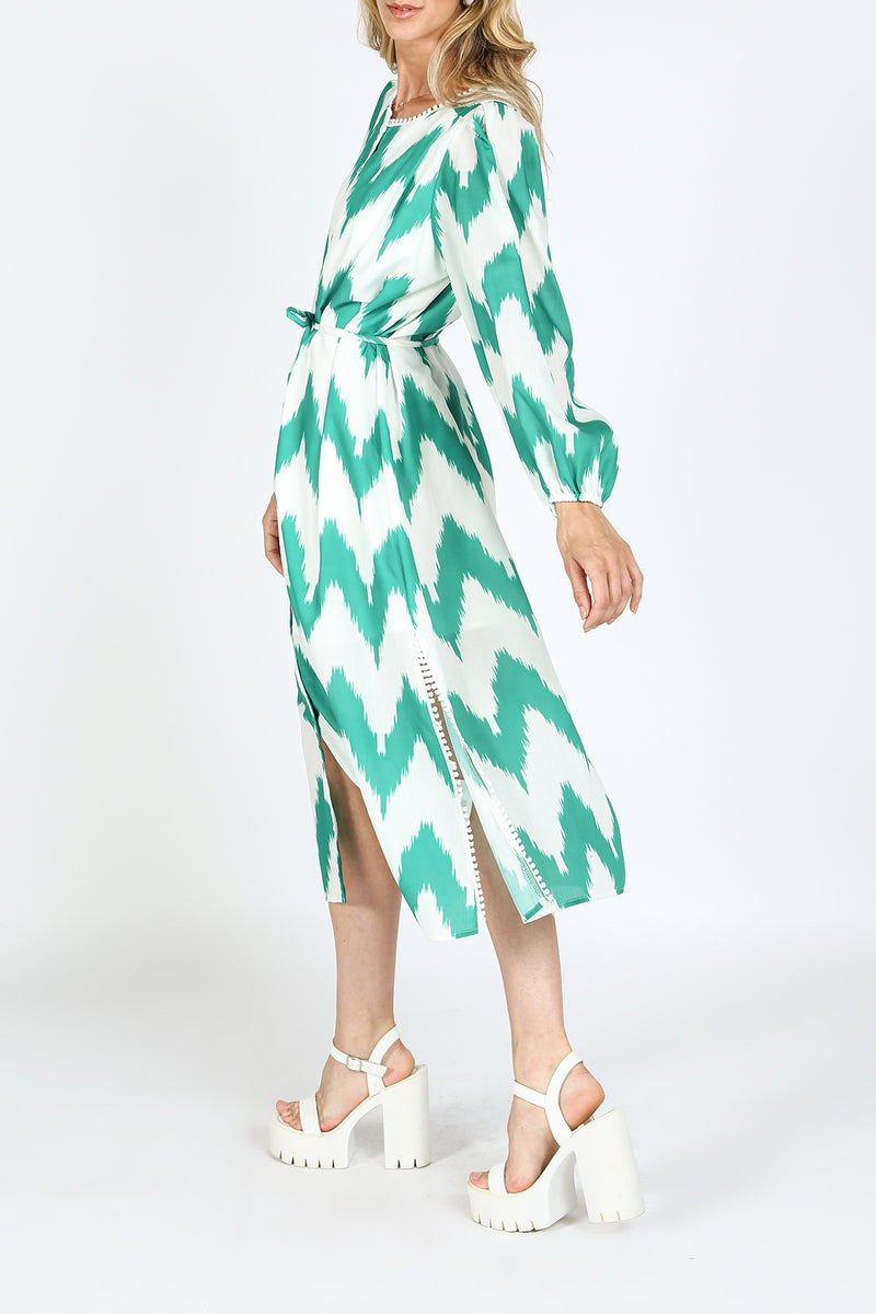 Charlotte Chevron Printed Midi Dress - Shop Beulah Style