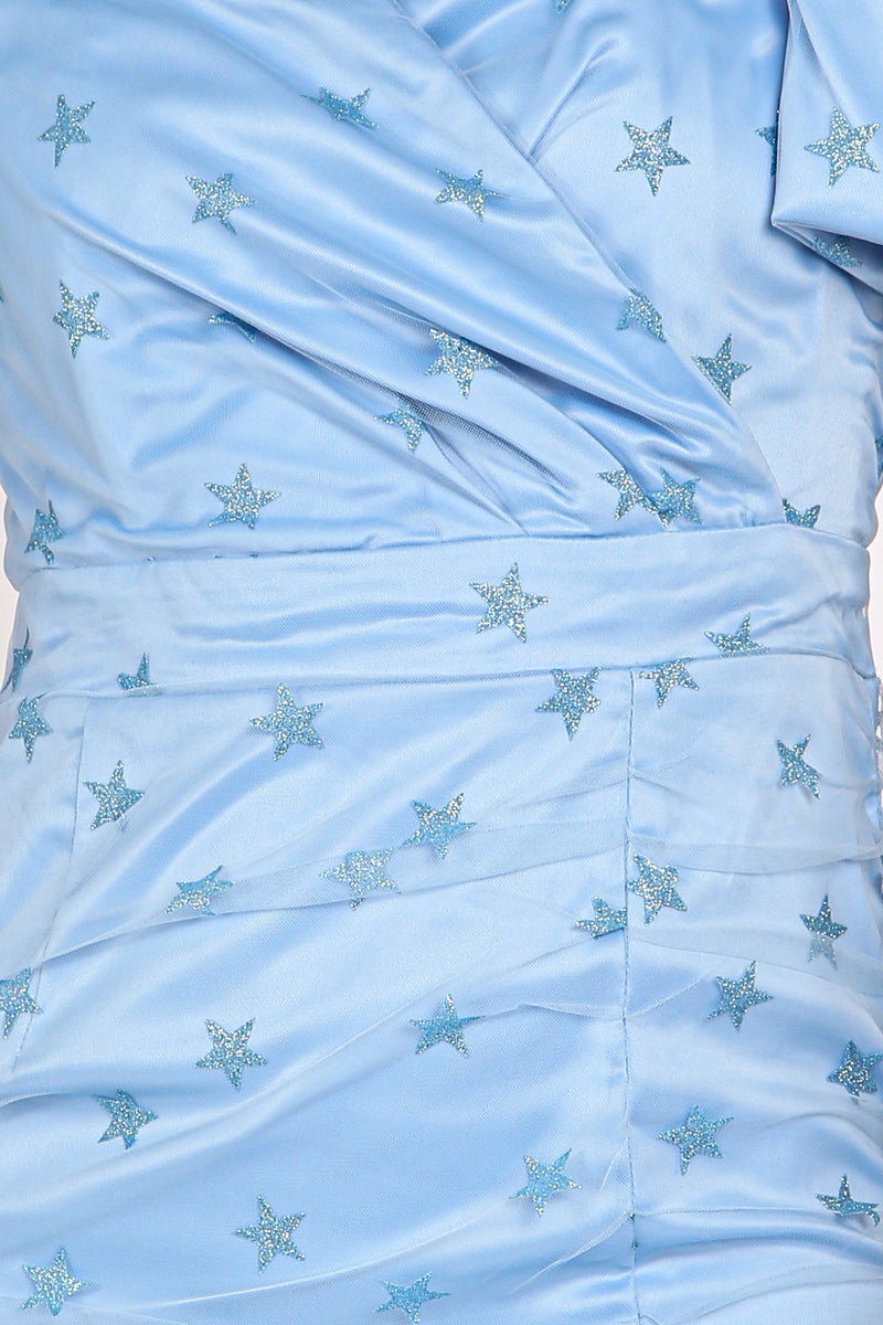 Misha Starry Glitter on Mesh Layered Mini Puff Dress - Shop Beulah Style
