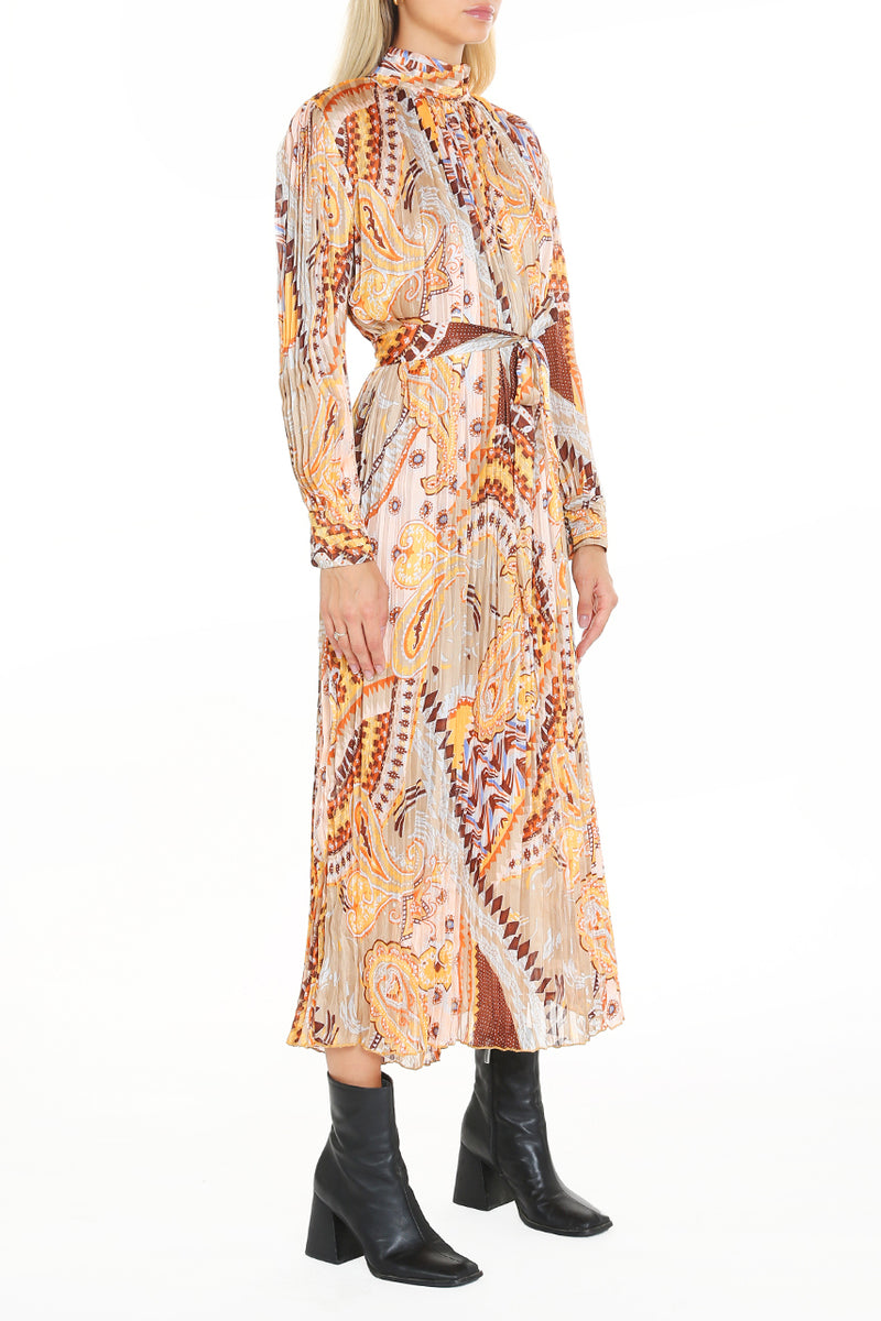 Tana Multi Print Pleated Maxi Dress - Shop Beulah Style