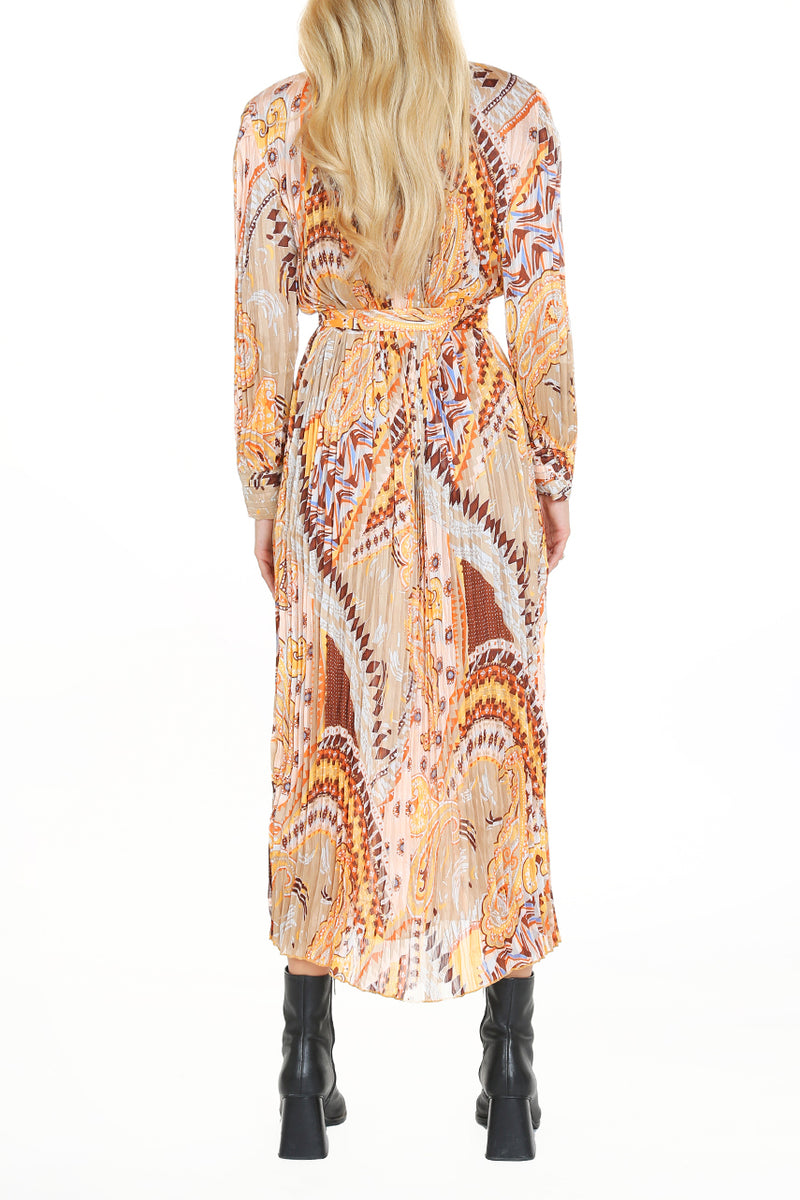 Tana Multi Print Pleated Maxi Dress - Shop Beulah Style