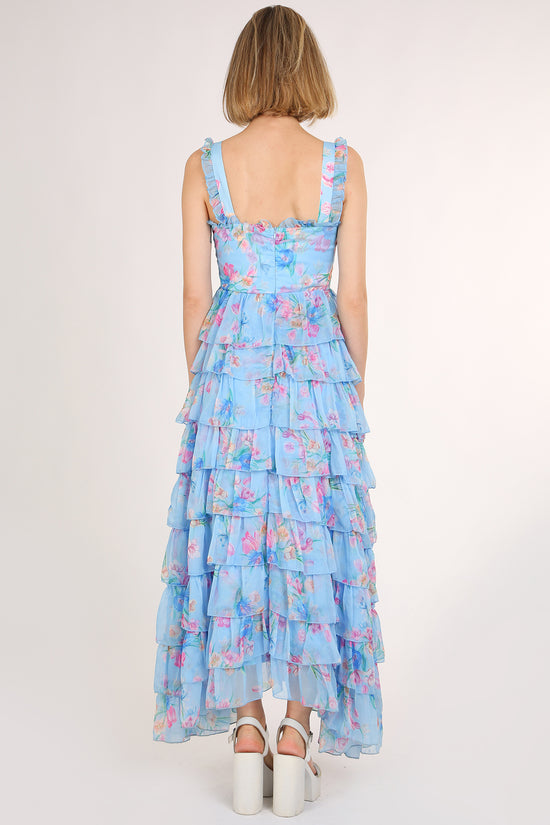 Kalisa Floral Print Tiered Ruffles Maxi Slip Sundress - Shop Beulah Style
