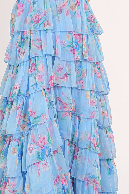 Kalisa Floral Print Tiered Ruffles Maxi Slip Sundress - Shop Beulah Style