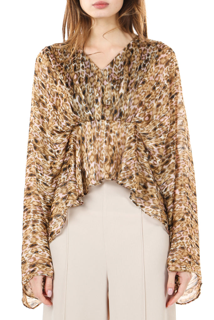 Kimono Sleeve Animal Print Top - Shop Beulah Style