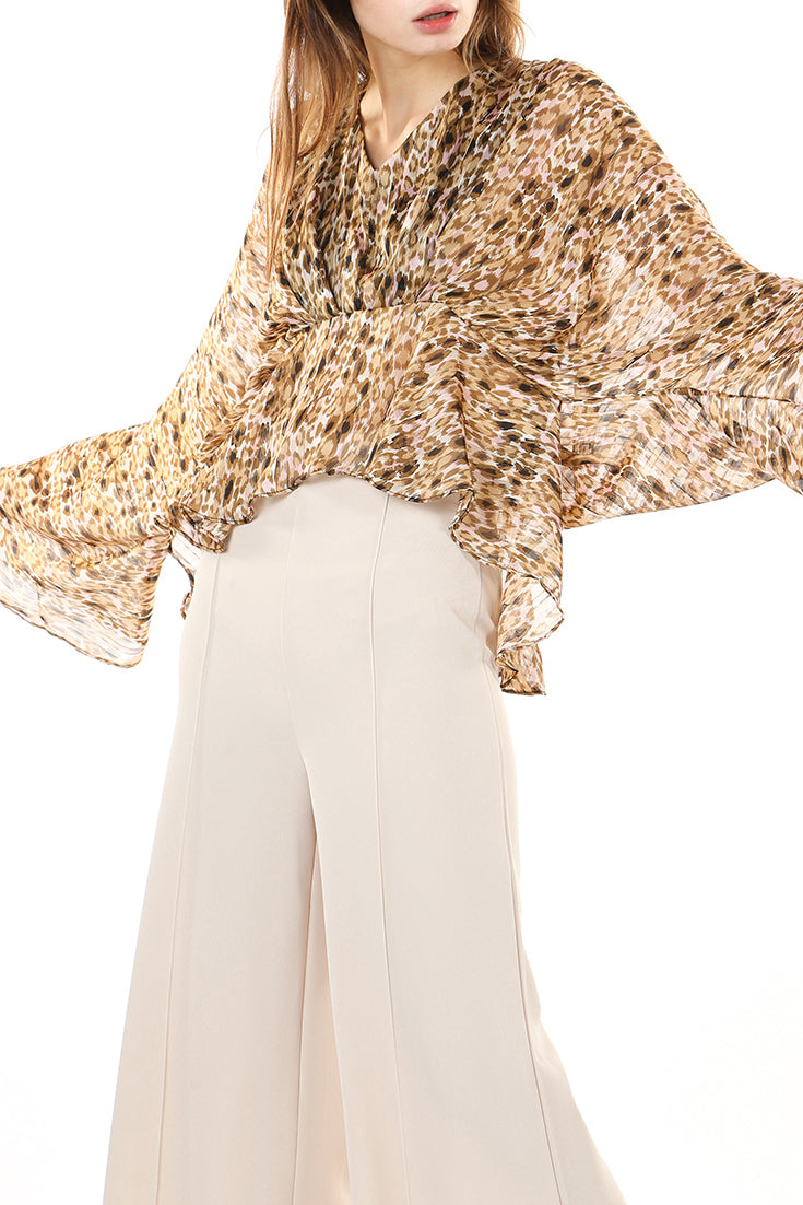 Kimono Sleeve Animal Print Top - Shop Beulah Style