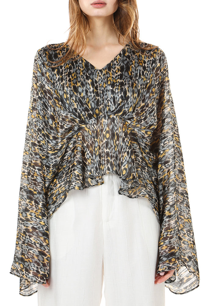 Kimono Sleeve Animal Print Top - Shop Beulah Style