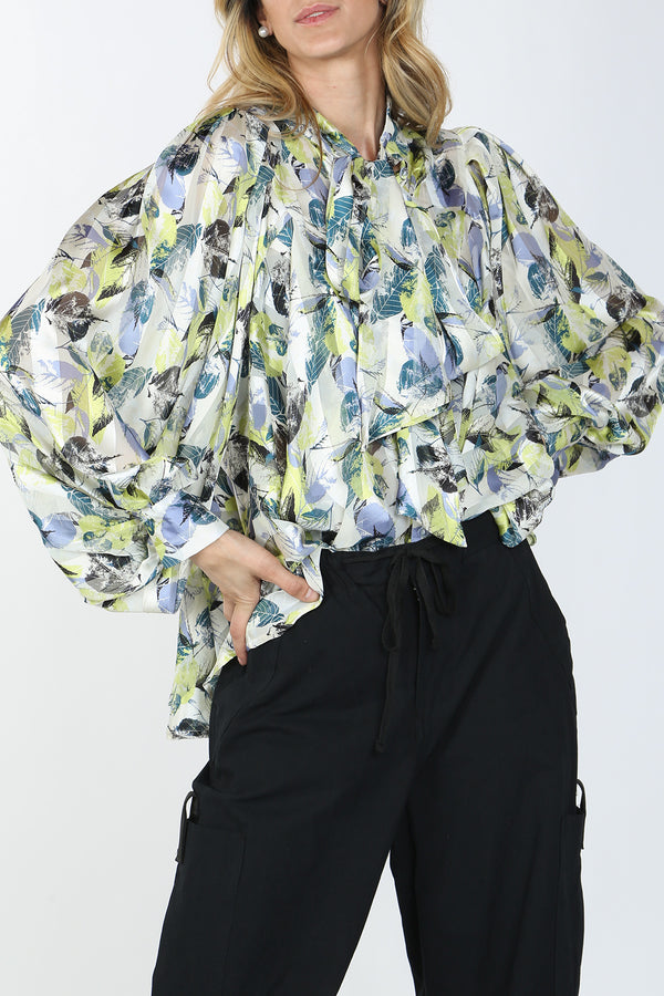 Isabella Botanical Print Billowed Blouse - Shop Beulah Style