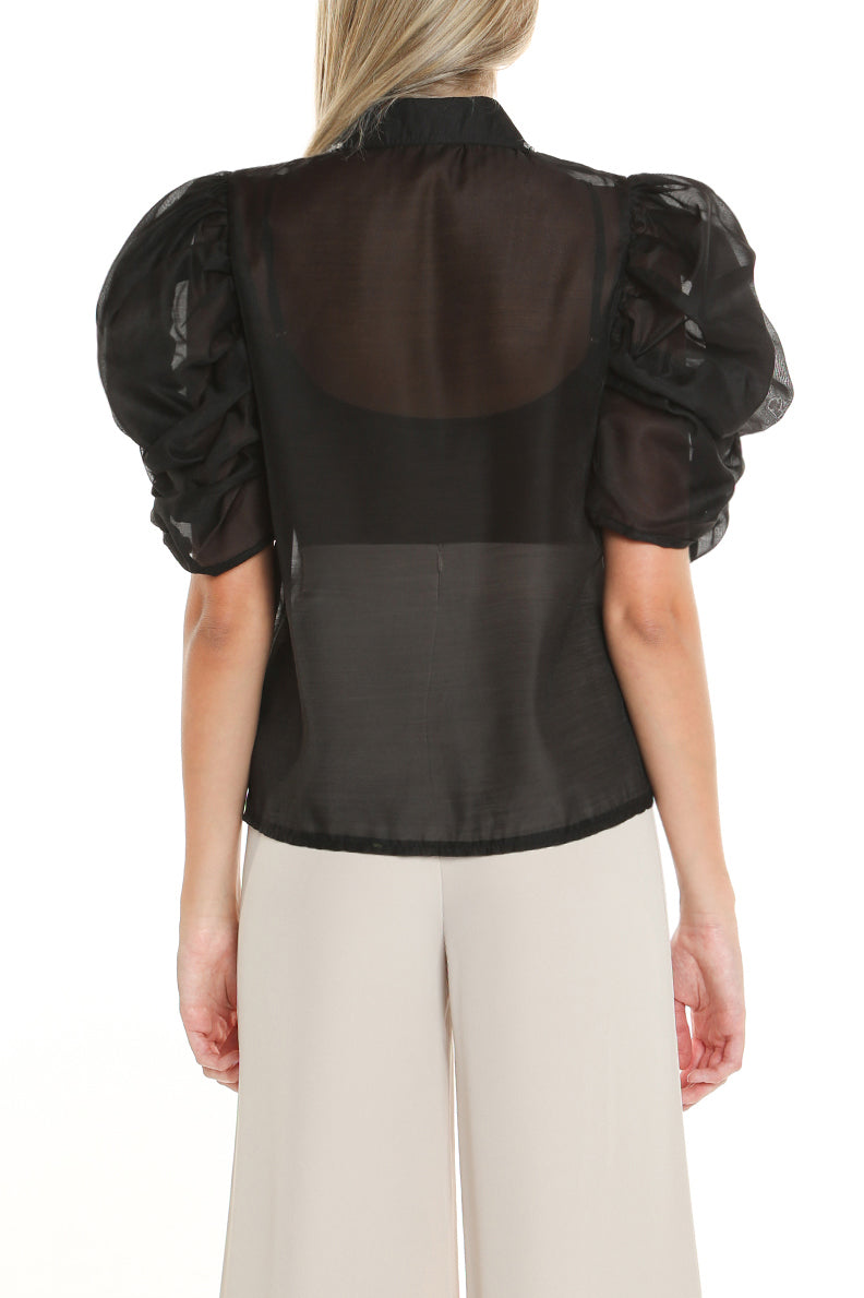 Brooklyn Embellished Trim Mesh Blouse - Shop Beulah Style