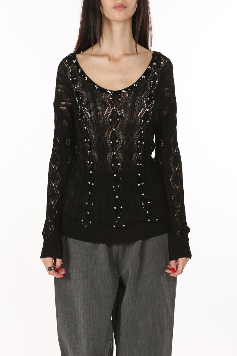 Lennon Embroidered & Embellished Silk Blended Knit Top - Shop Beulah Style