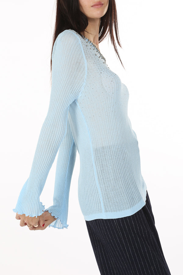 Reece Front Embellished Sheer Knit Sweater - Shop Beulah Style