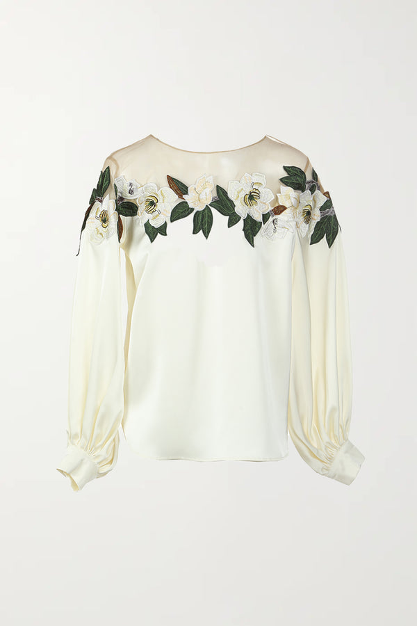 Ellie Flower Embroidered Blouse Top - Shop Beulah Style