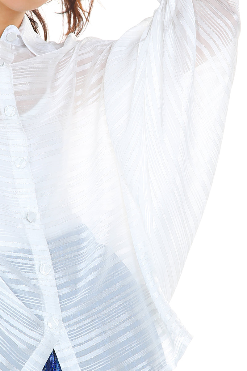 Andra Striped Sheer Shirt - Shop Beulah Style