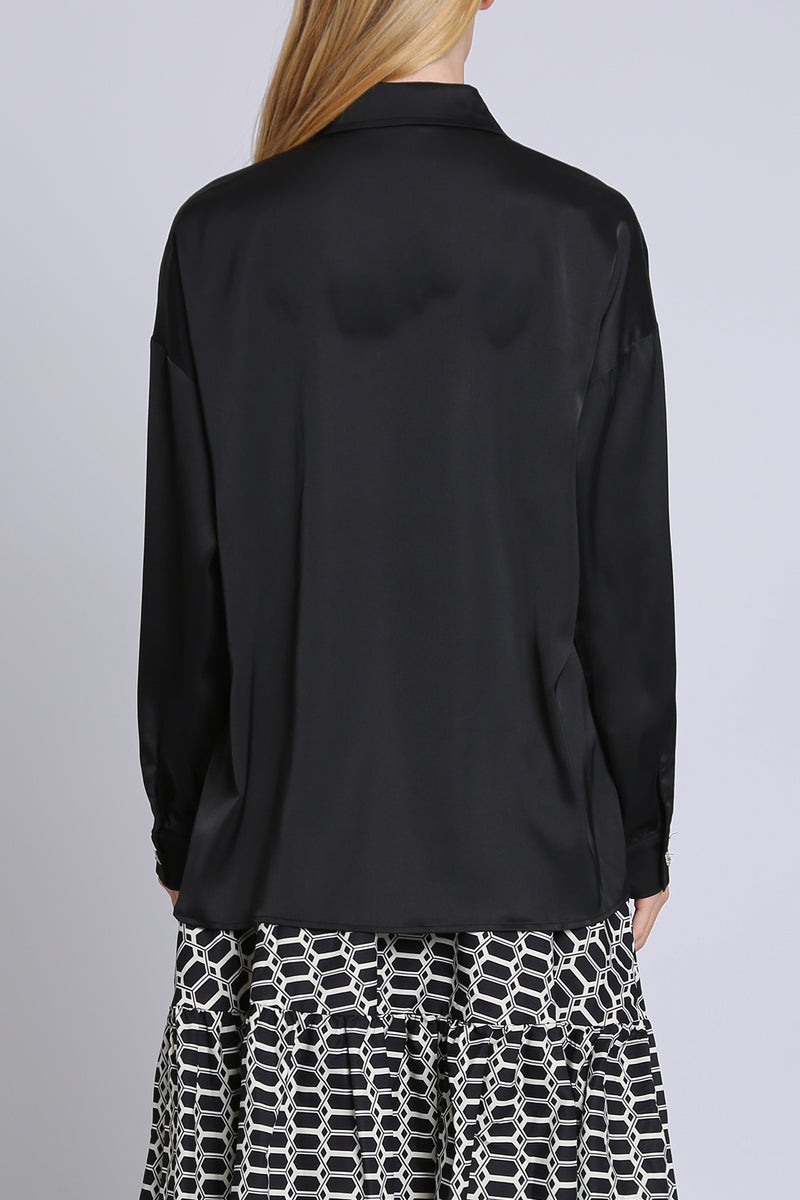 Blake Floral-Shape Embellished Satin Blouse - Shop Beulah Style