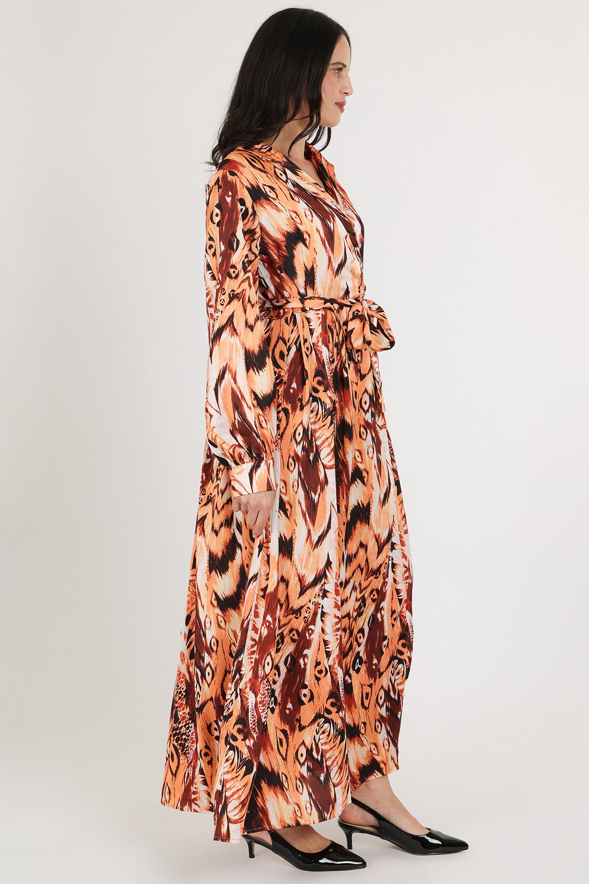 Chloe Multi-Animal Print Belted Lapel Wrap Maxi Dress - Shop Beulah Style