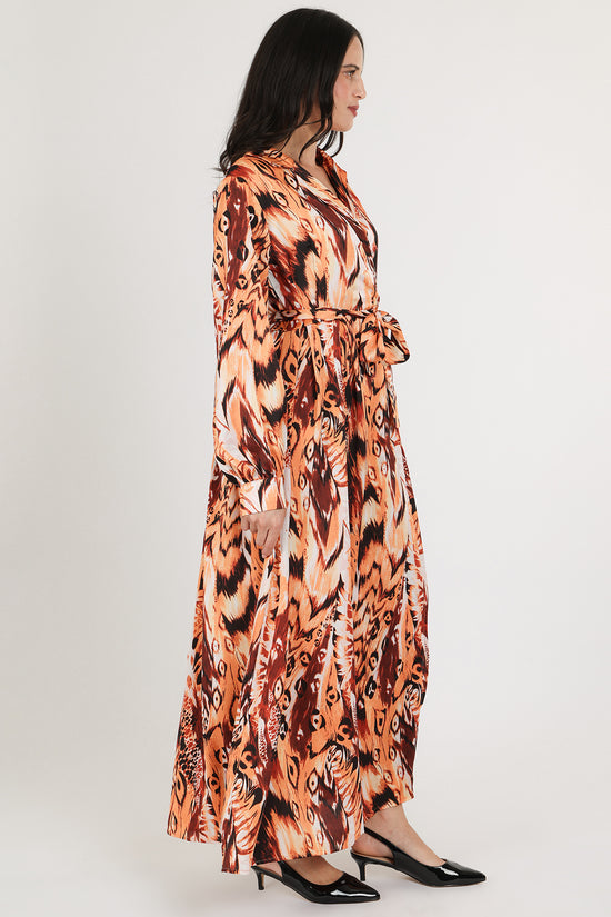 Chloe Multi-Animal Print Belted Lapel Wrap Maxi Dress - Shop Beulah Style