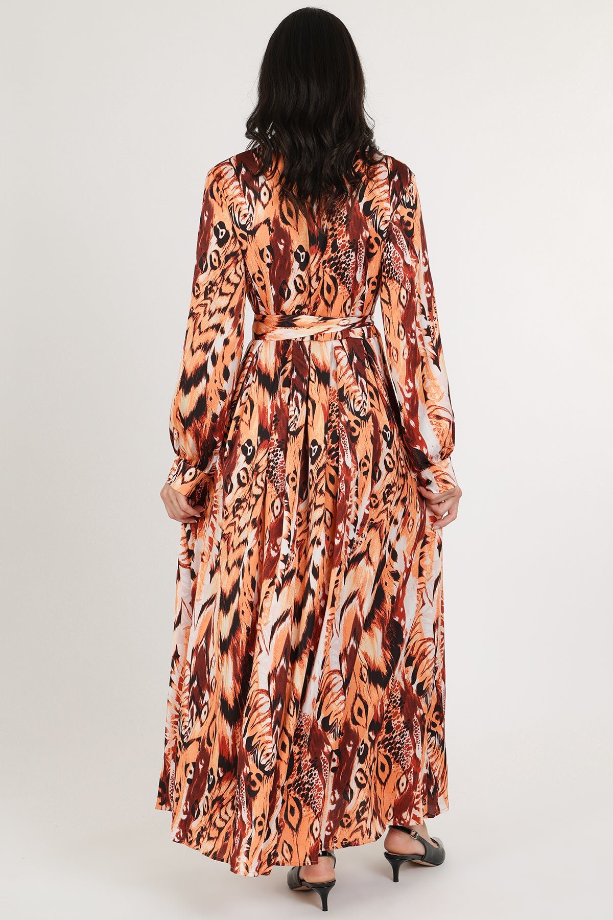 Chloe Multi-Animal Print Belted Lapel Wrap Maxi Dress - Shop Beulah Style