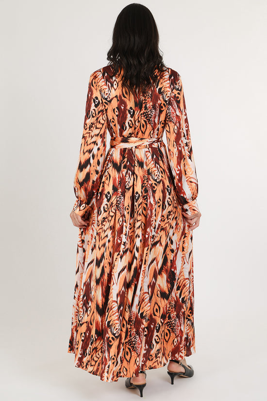Chloe Multi-Animal Print Belted Lapel Wrap Maxi Dress - Shop Beulah Style