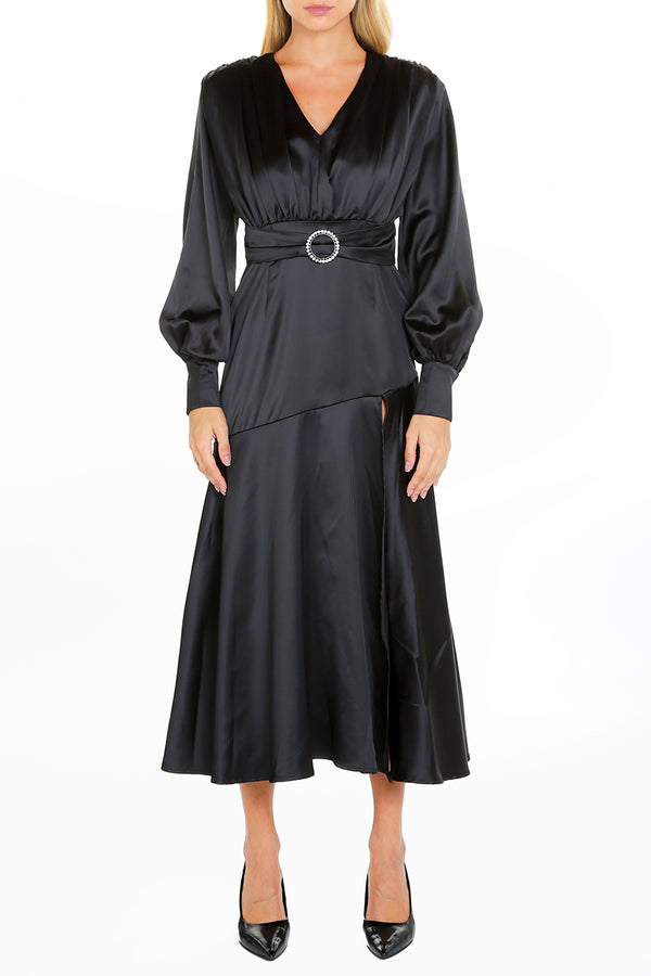SATIN MAXI DRESS WITH O-RING - Shop Beulah Style