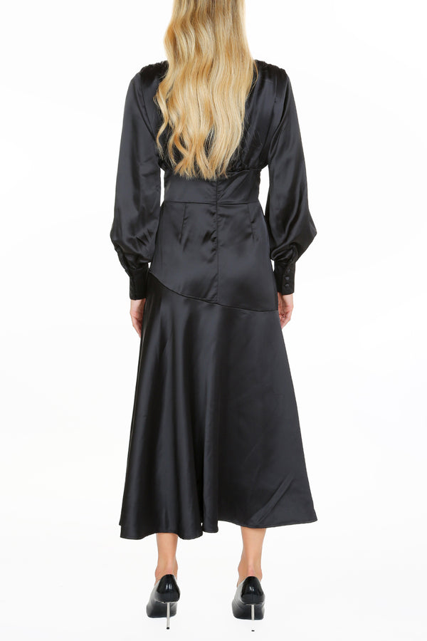SATIN MAXI DRESS WITH O-RING - Shop Beulah Style