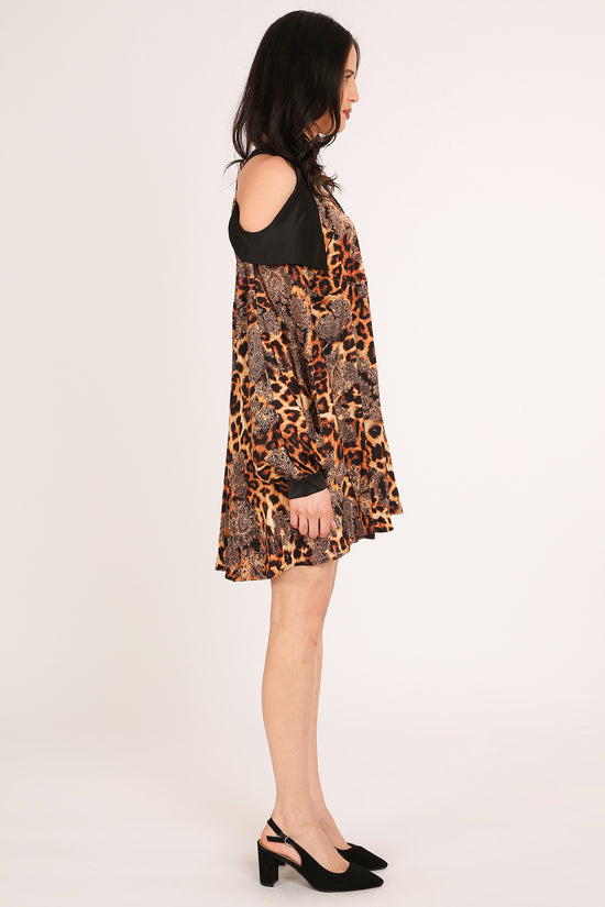 Francis Paisley & Animal Print Satin Mini Shirt Dress - Shop Beulah Style