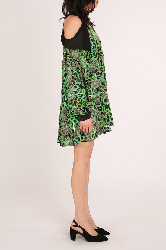 Francis Paisley & Animal Print Satin Mini Shirt Dress - Shop Beulah Style