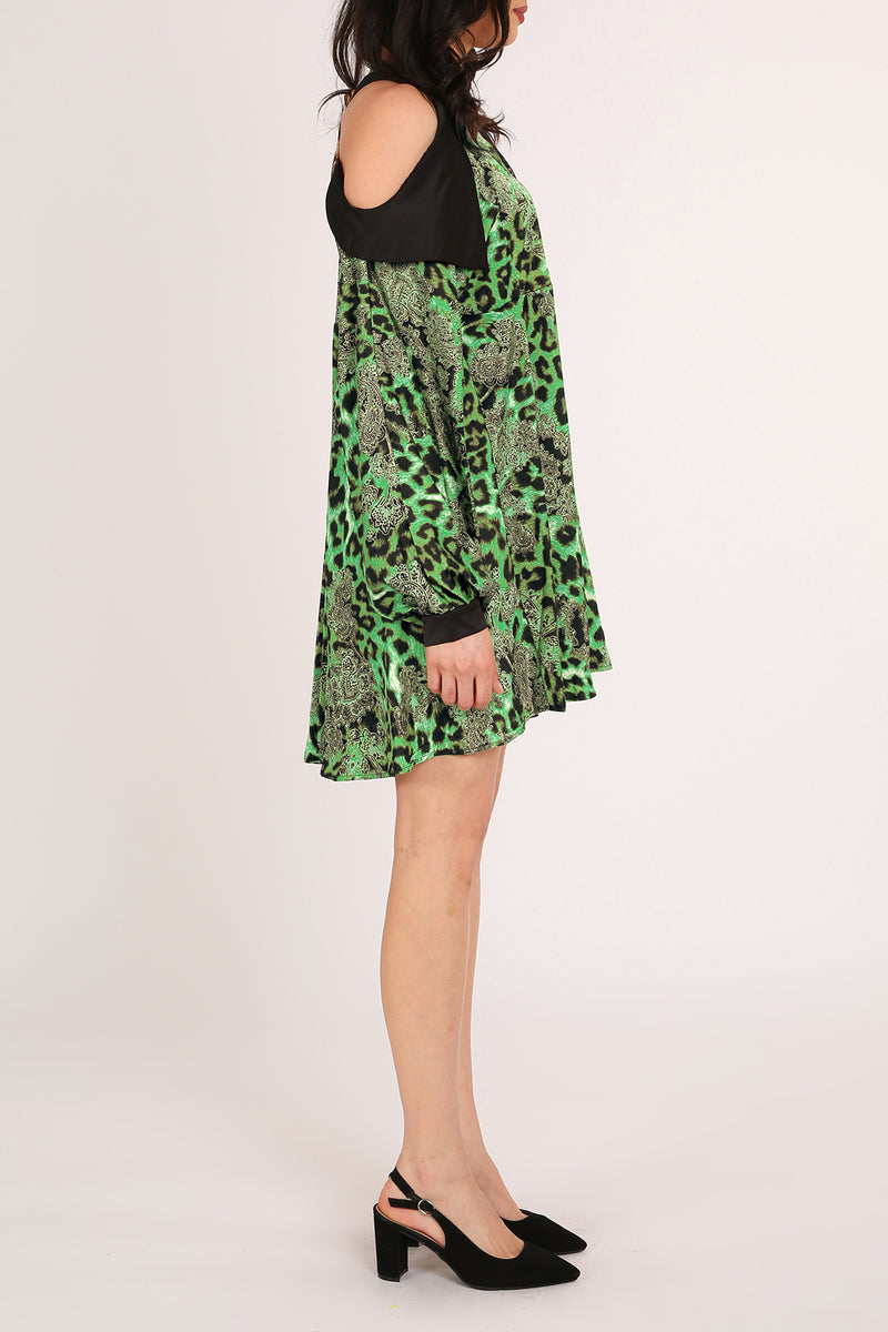 Francis Paisley & Animal Print Satin Mini Shirt Dress - Shop Beulah Style