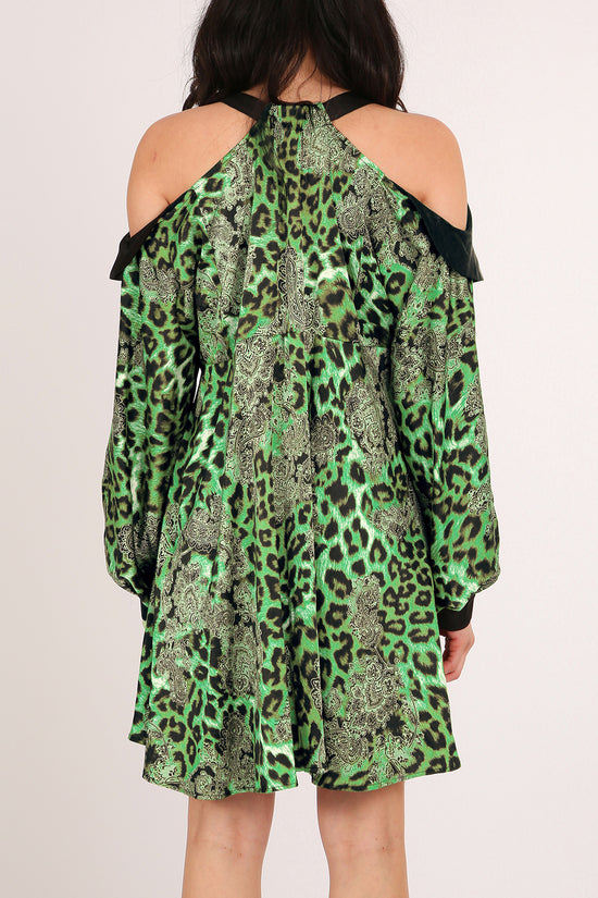 Francis Paisley & Animal Print Satin Mini Shirt Dress - Shop Beulah Style
