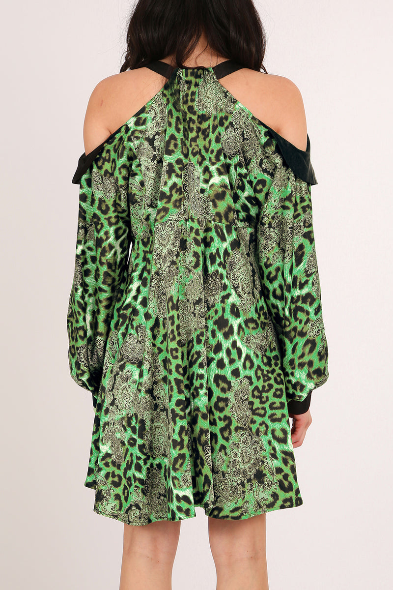 Francis Paisley & Animal Print Satin Mini Shirt Dress - Shop Beulah Style