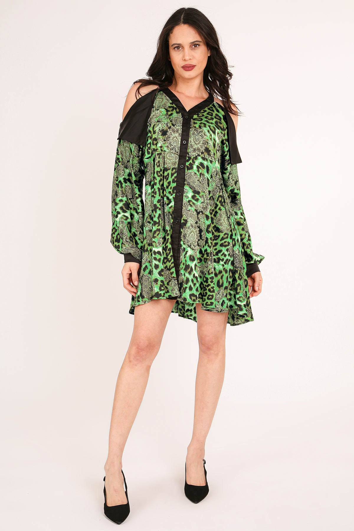 Francis Paisley & Animal Print Satin Mini Shirt Dress - Shop Beulah Style