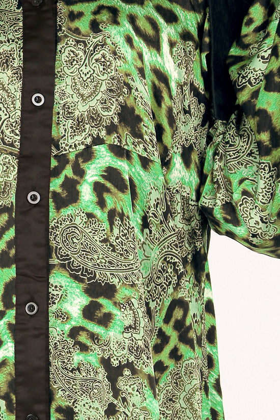 Francis Paisley & Animal Print Satin Mini Shirt Dress - Shop Beulah Style