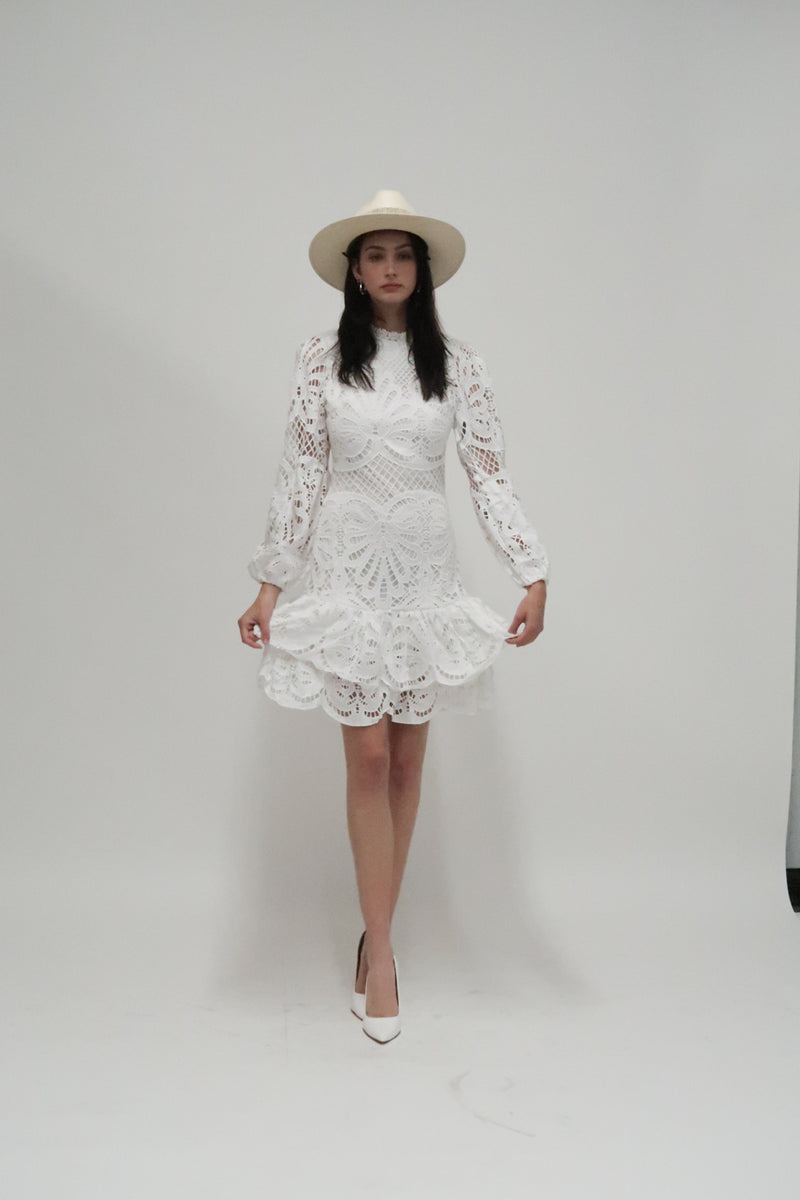 Maritza Lace Long Sleeve Mini Dress - Shop Beulah Style