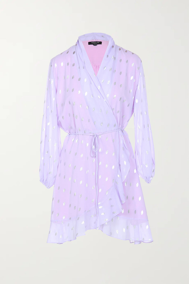 Lurex Metallic Dots Printed Chiffon Mini Dress - Shop Beulah Style