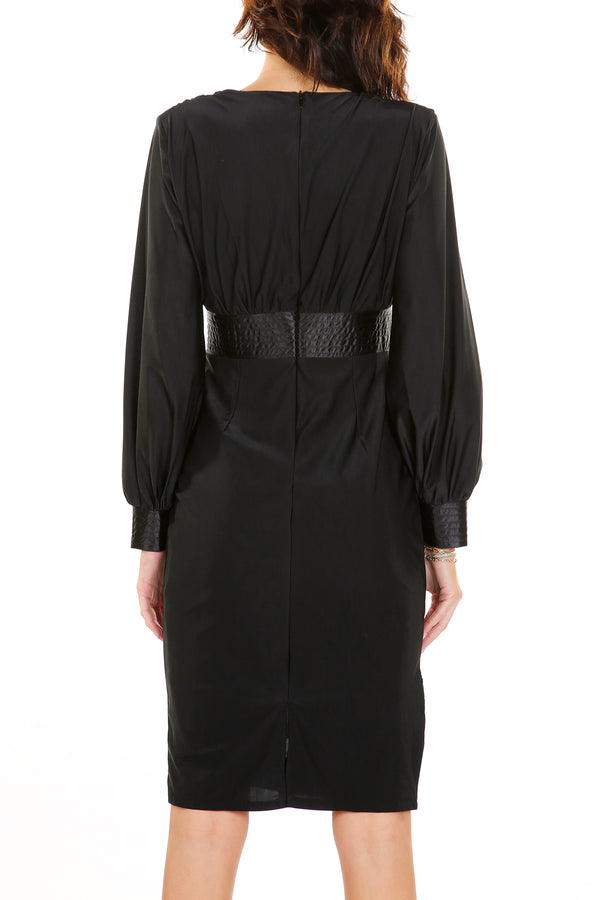 Mia Asymmetrical Satin Detail V-Neck Midi Dress - Shop Beulah Style