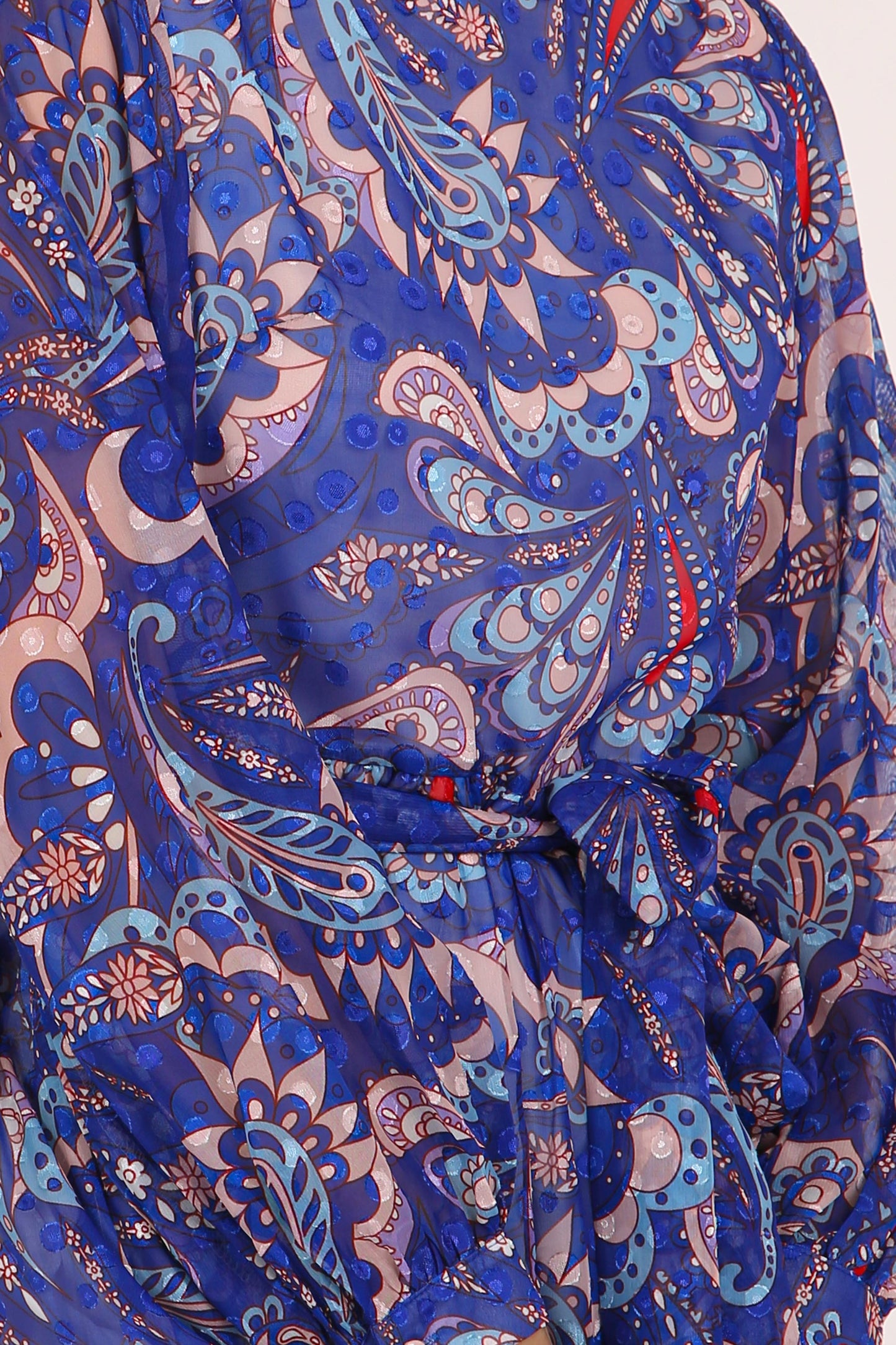 Viola Multi Abstract Paisley Printed Midi Sheer Dress