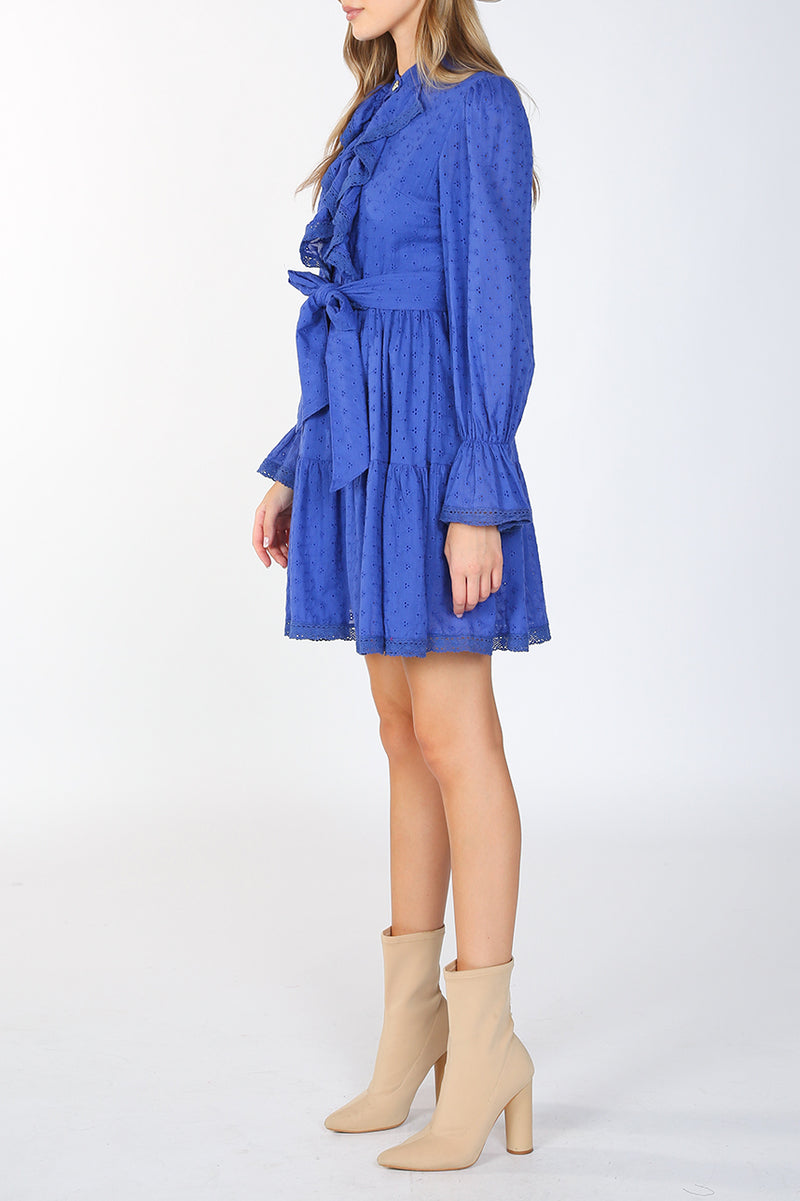 Jill Ruffled Trim Bust Detail Chiffon Mini Dress - Shop Beulah Style