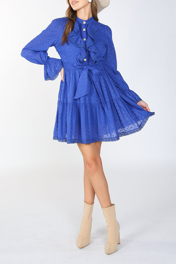 Jill Ruffled Trim Bust Detail Chiffon Mini Dress - Shop Beulah Style